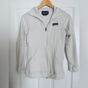 Patagonia Off-White Waffle Textured Front Zip Jacket with Hood